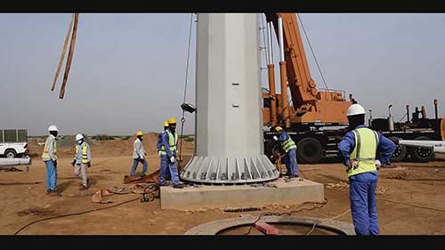 单级输电杆塔的架设