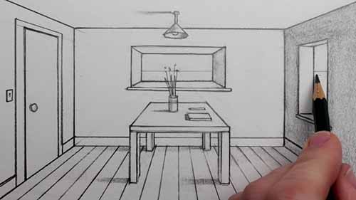 用一点透视法绘制房间