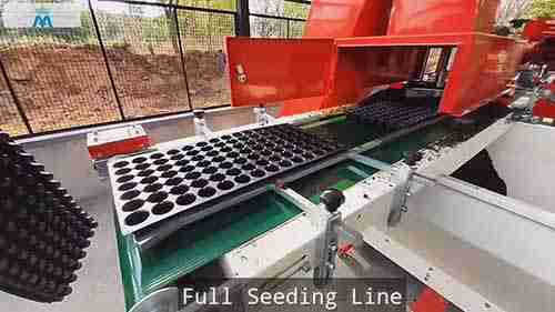 在菜田中使用播种机