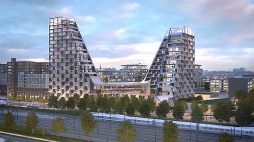 L型退台的塔式高层住宅