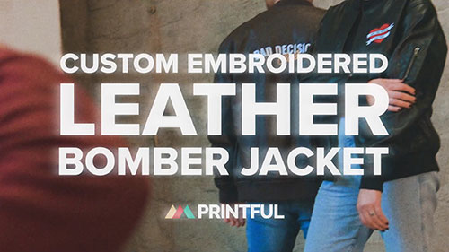 定制绣花人造皮夹克