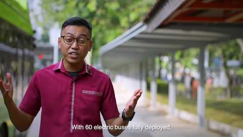 乘坐电动巴士绿色出行