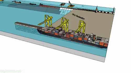 防波堤建设3D动画