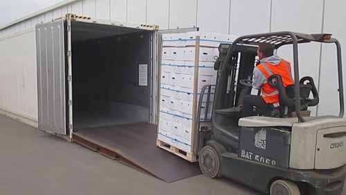 将柠檬装载入40寸冷藏集装箱