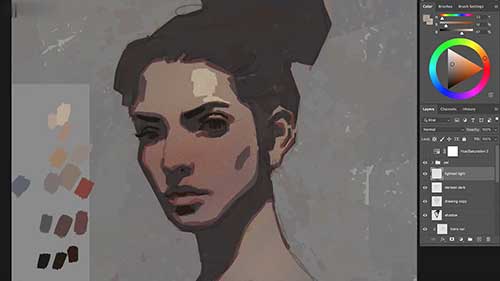 数字肖像画上色