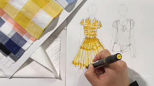 四种手绘时装插画