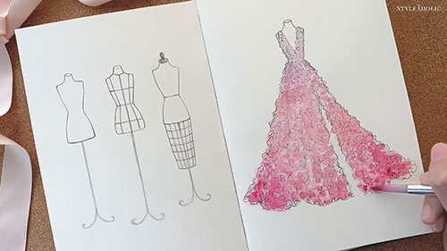 如何手绘礼服