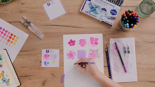 彩色软毛笔的使用技巧