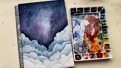 用负形画法画云