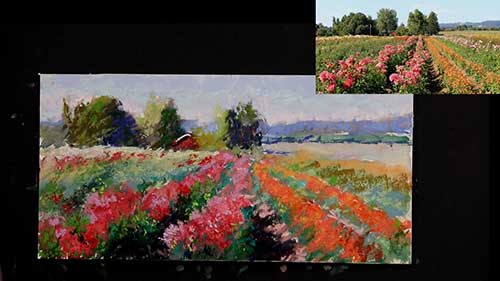 水彩照片临绘：花田