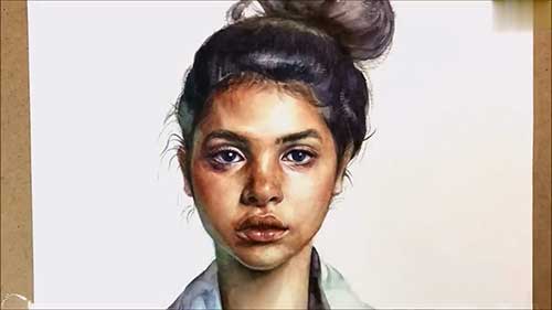 水彩肖像绘画示范