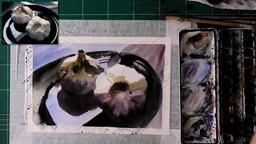 水彩静物写生：洋葱