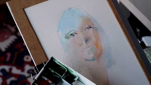 水彩肖像画绘画过程2