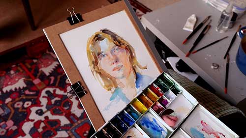 水彩肖像画绘画过程3