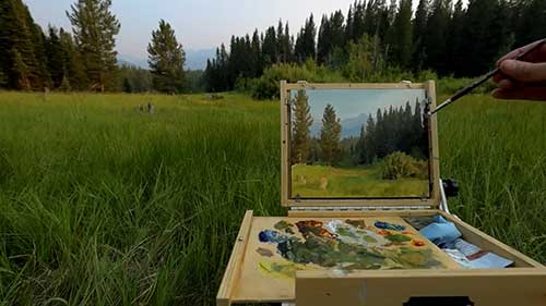 油画风景写生：树林