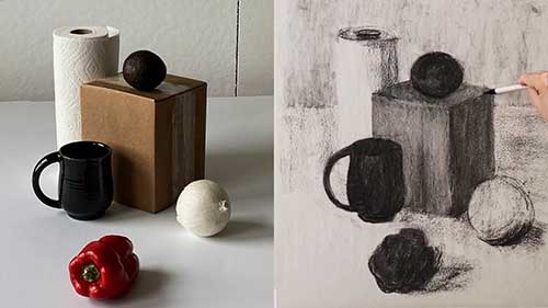 木炭静物画教程