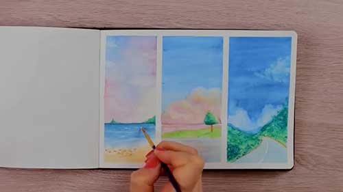 水溶性彩铅风景画教程