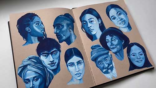 单色系的水粉练习