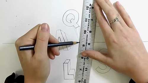 用一点透视法画字母