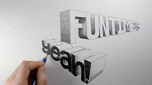 用两点透视法画字母