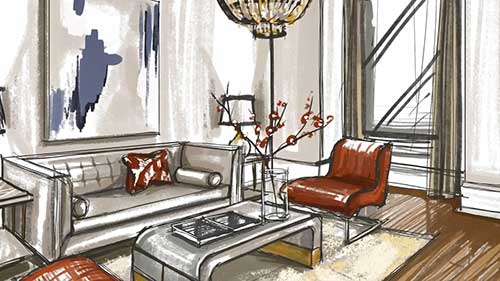 使用Procreate软件绘制客厅