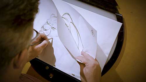 翻转纸，手绘中间画