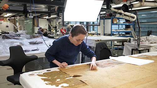 修复《灵鹫山》07 去除陈旧修复材料