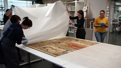 修复《灵鹫山》09 翻转刺绣画