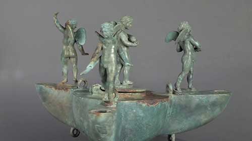 爱神青铜灯修复