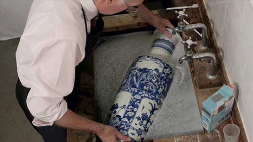 青花瓷器修复 02 拆解花瓶