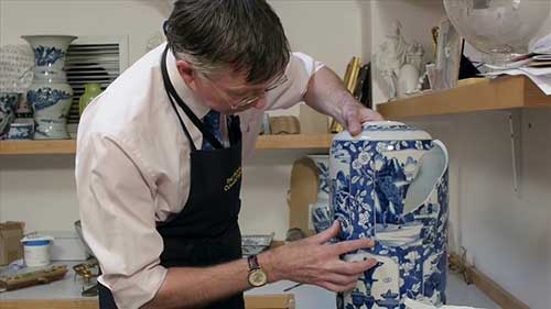 青花瓷器修复 03 组装花瓶