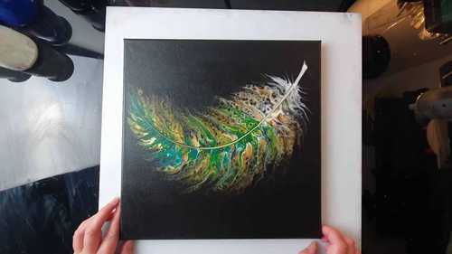 丙烯流体画——羽毛