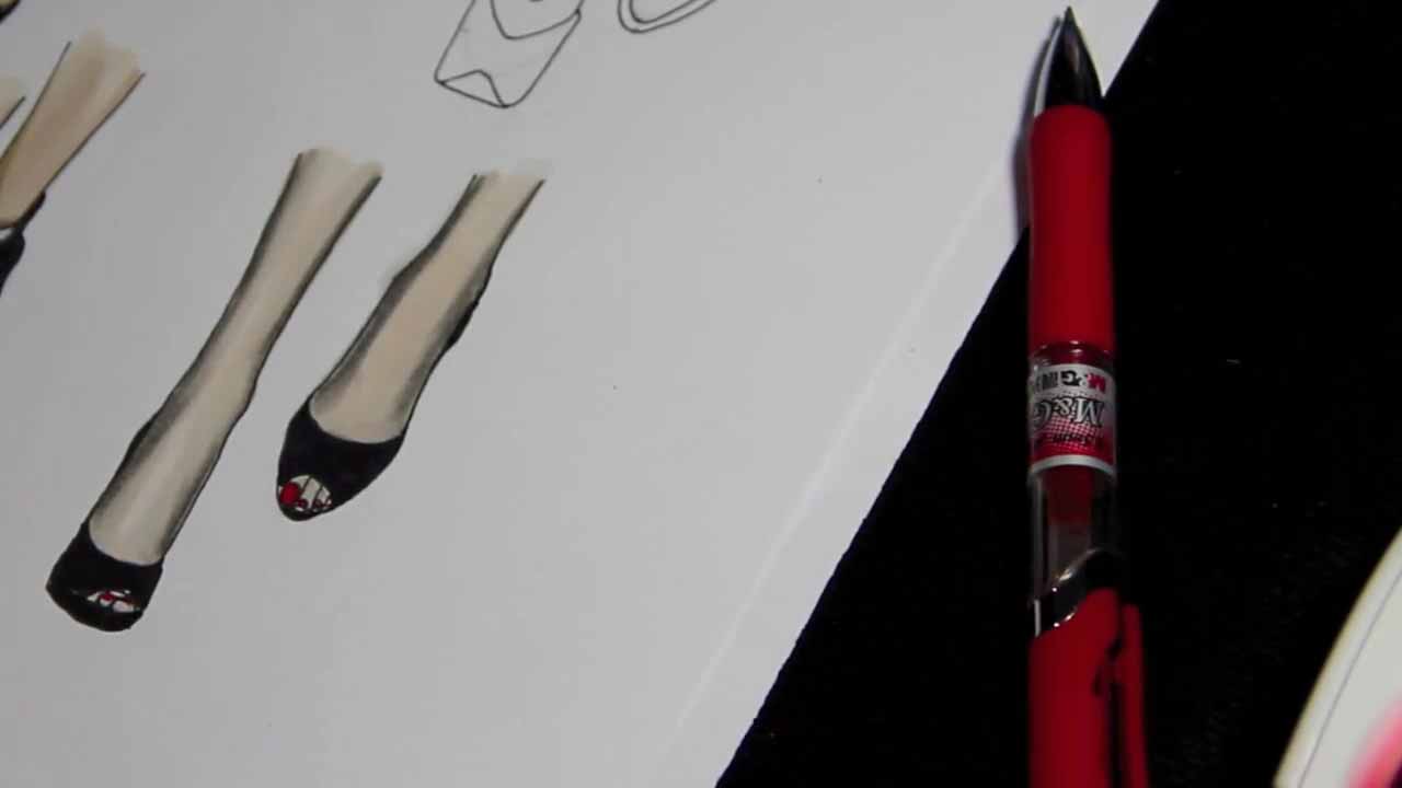 女士皮鞋手绘图