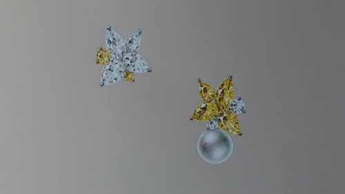 黄色珍珠耳环手绘效果图