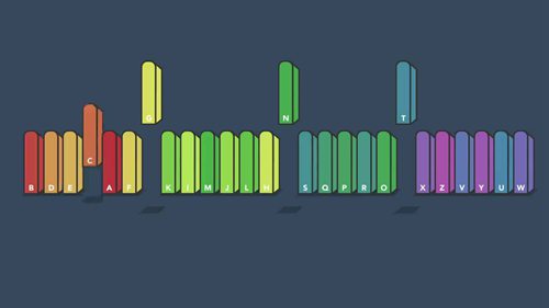 按字母顺序摆放书籍